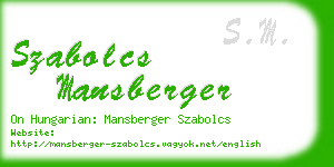 szabolcs mansberger business card